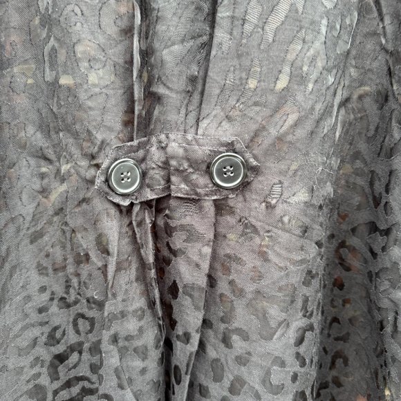 Multiples Sheer Burnout Jacket Medium Black Asymmetrical Hemline Lagenlook - Picture 6 of 11